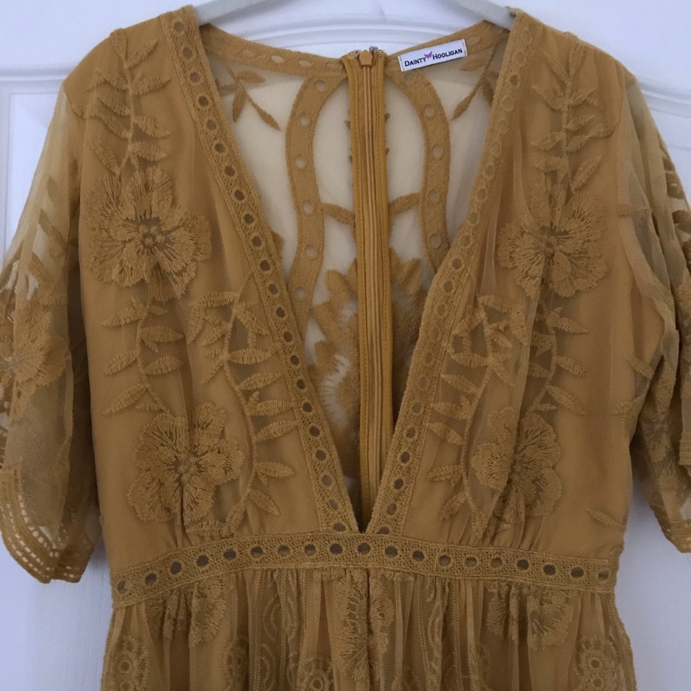 Plunge Yellow Lace Romper